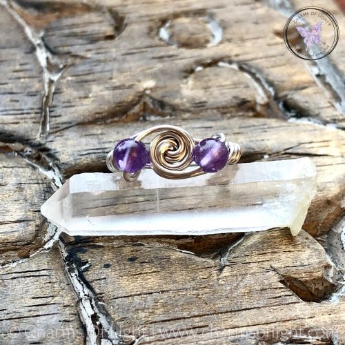 Amethyst Sterling Silver Galaxy Wire Wrapped Ring